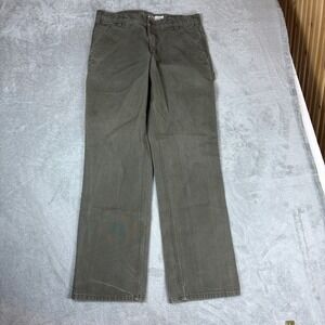 Carhartt Pants Mens 34x34 (Fits 34x33) Relaxed Fit Carpenter Brown Canvas Work